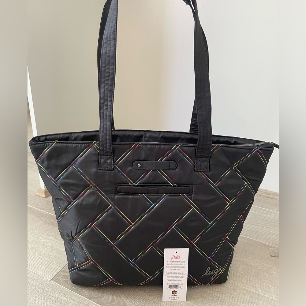EUC Lug Skyliner in black with rainbow stitching